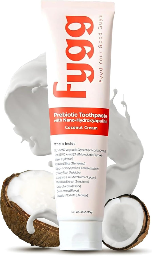 Nano Hydroxyapatite Toothpaste with Prebiotics (Coconut Cream, 4 Oz) - Fluoride & SLS Free Toothpaste with Hydroxyapatite - Nha Toothpaste for Sensitive Teeth - Remineralizing Toothpaste