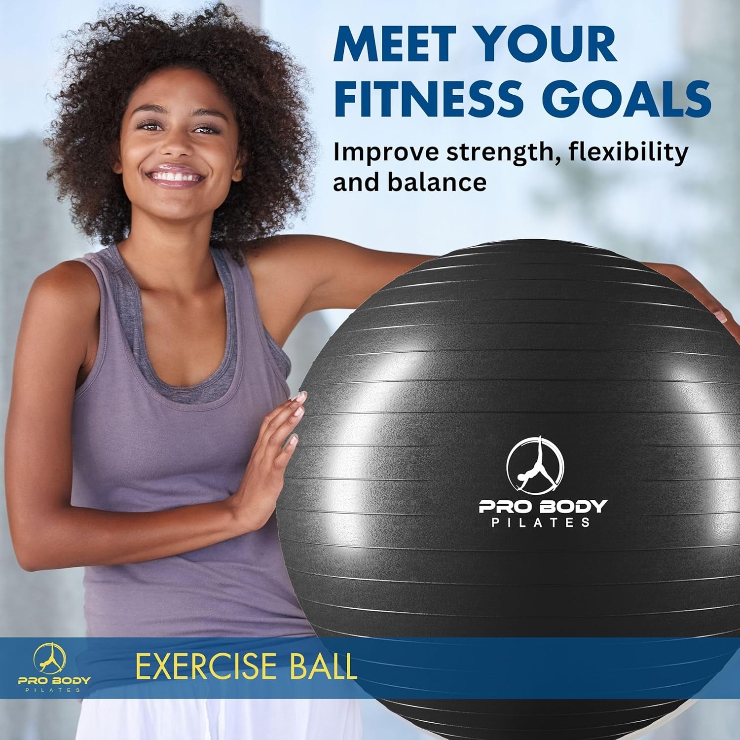 Exercise Ball - Multiple Sizes Gym Grade Balance Ball for Fitness, Yoga, Workout, Pregnancy & Physical Therapy