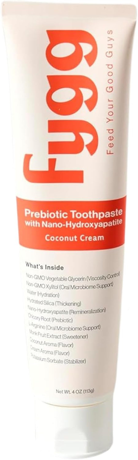 Nano Hydroxyapatite Toothpaste with Prebiotics (Coconut Cream, 4 Oz) - Fluoride & SLS Free Toothpaste with Hydroxyapatite - Nha Toothpaste for Sensitive Teeth - Remineralizing Toothpaste