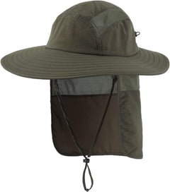 Gorra de protección solar UPF 50+ para hombre, sombrero de pesca de ala ancha con solapa para el cuello, sombrero para el sol para hombres y mujeres