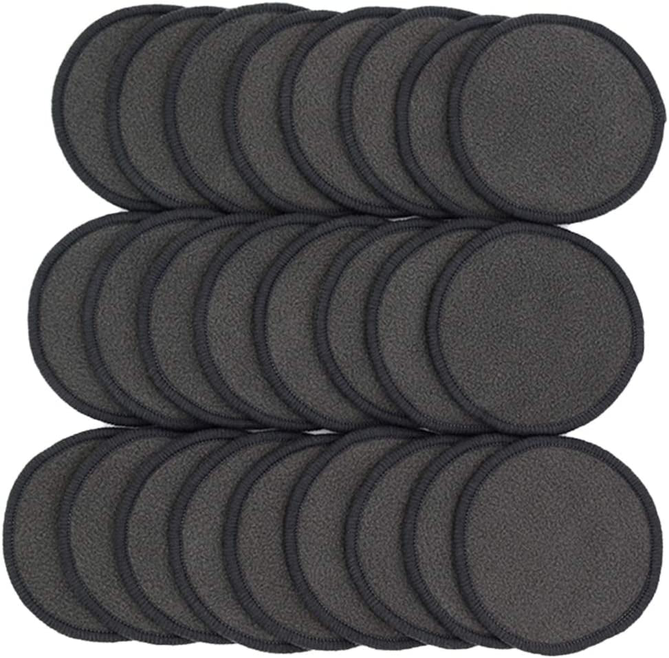 25 Pack Charcoal Bamboo Reusable Makeup Remover Pads - Bamboo Reusable Cotton Rounds for Toner, Washable Eco-Friendly Pads for All Skin Types with Cotton Laundry Bag