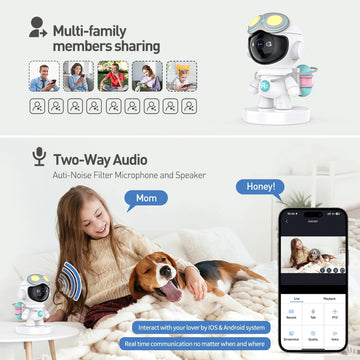 Baby Monitor 2K Indoor Security Camera, Dog Camera with Motion Detection, 2-Way Audio & Night Vision, Wifi Nanny Camera with Safety Alerts, Cloud & SD Card Storage