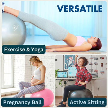 Exercise Ball - Multiple Sizes Gym Grade Balance Ball for Fitness, Yoga, Workout, Pregnancy & Physical Therapy