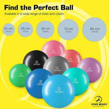 Exercise Ball - Multiple Sizes Gym Grade Balance Ball for Fitness, Yoga, Workout, Pregnancy & Physical Therapy