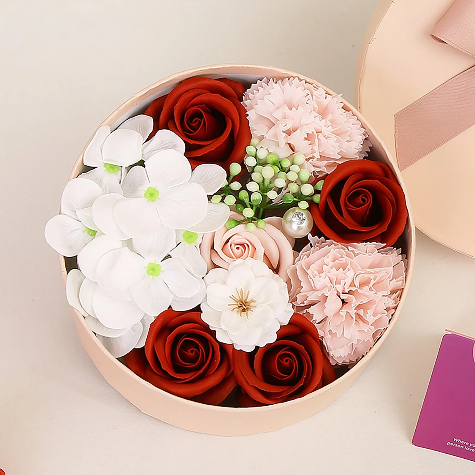 Valentine'S Day Gift Soap Flower Small round Box Bouquet Gift Box Roses