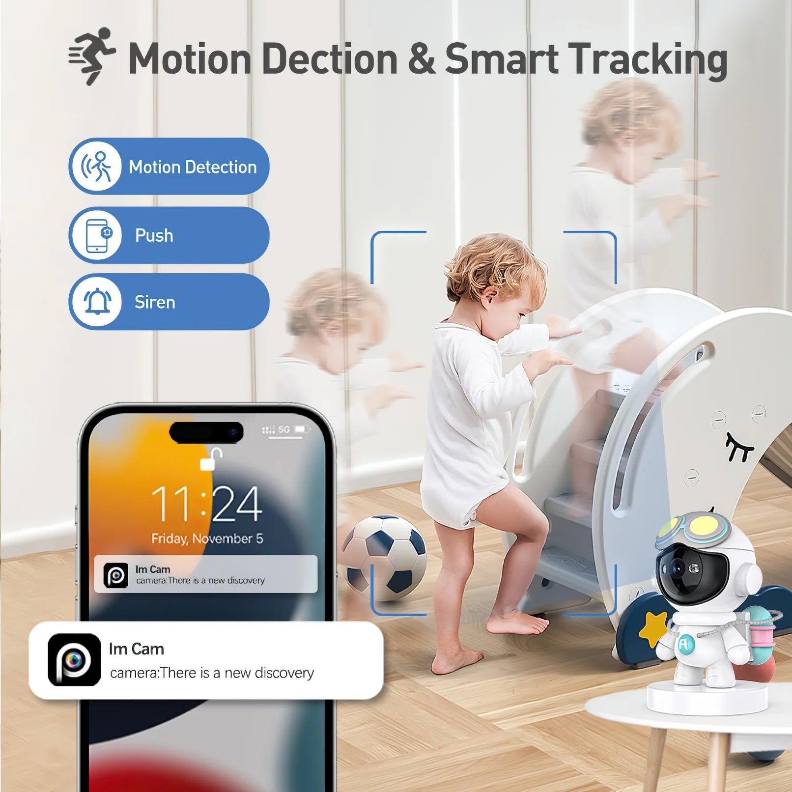 Baby Monitor 2K Indoor Security Camera, Dog Camera with Motion Detection, 2-Way Audio & Night Vision, Wifi Nanny Camera with Safety Alerts, Cloud & SD Card Storage