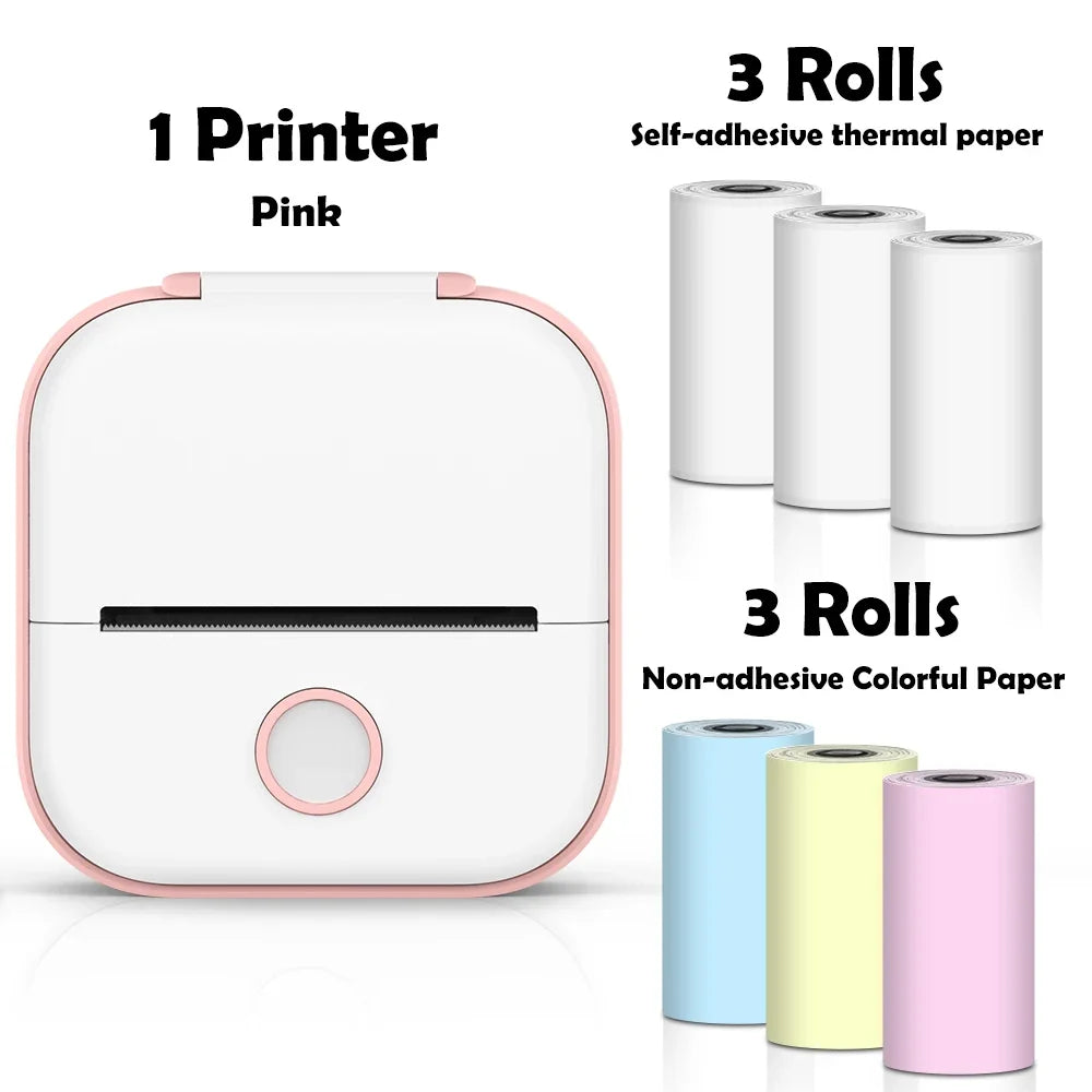 T02 Portable Mini Printer Thermal Pocket Printer Self-Adhesive Stickers Use for Diy,Journal Impresora Termica Portatil