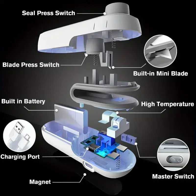 Portable Mini Sealer/Opener 2 in 1 Opens and Heat Seals