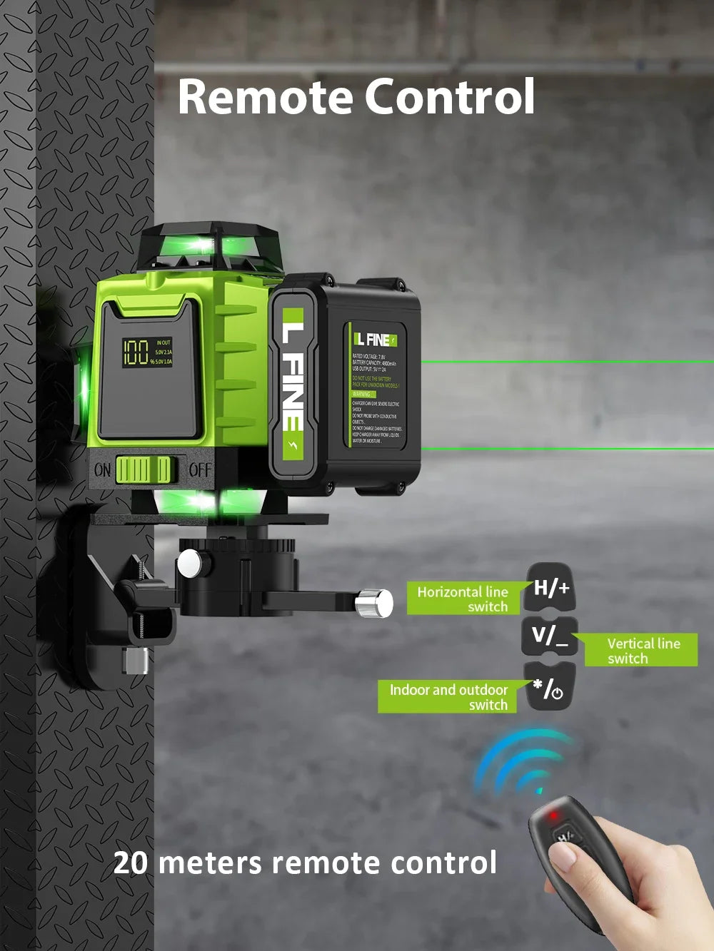 Laser Level Pro 16 Lines 4D Laser Level Horizontal and Vertical with Remote Control 360°Self-Leveling Laser Level