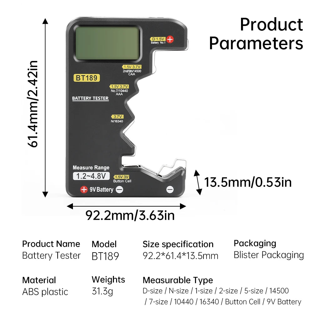 Smart Clip Battery Tester Universal Household LCD Digital Display Battery Tester Power Bank Detector