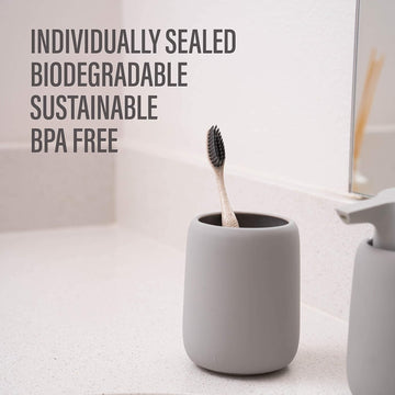 Biodegradable Eco-Friendly Toothbrushes - Individually Sealed - BPA Free Soft Bristles - Sustainable - Recycled Packaging (Pack of 3)