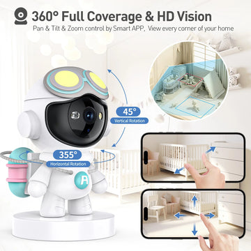 Baby Monitor 2K Indoor Security Camera, Dog Camera with Motion Detection, 2-Way Audio & Night Vision, Wifi Nanny Camera with Safety Alerts, Cloud & SD Card Storage