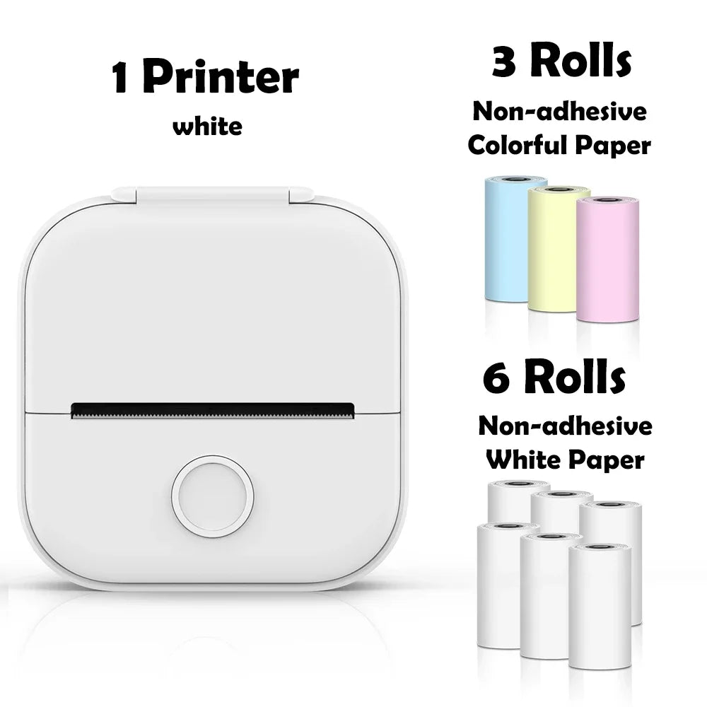 T02 Portable Mini Printer Thermal Pocket Printer Self-Adhesive Stickers Use for Diy,Journal Impresora Termica Portatil