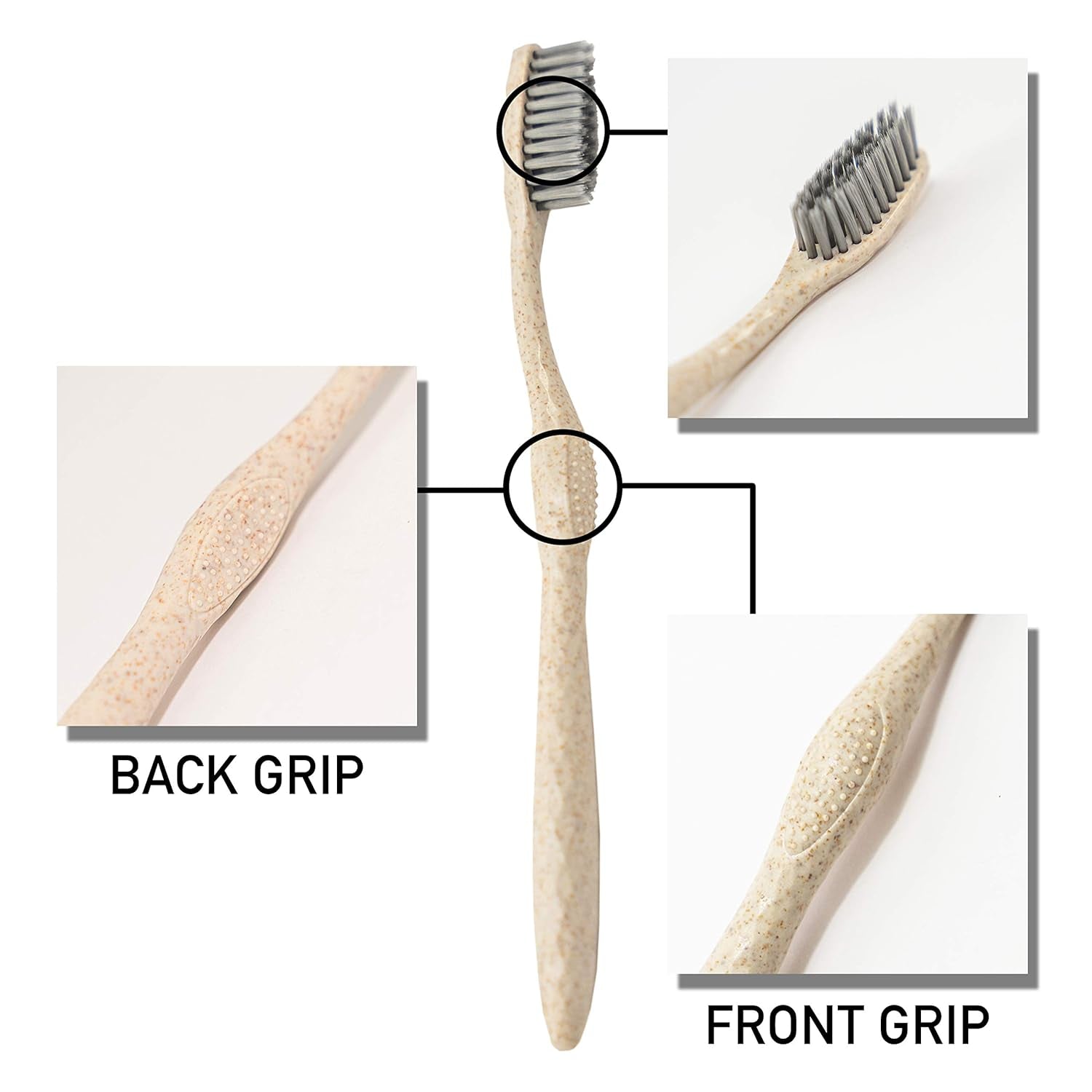 Biodegradable Eco-Friendly Toothbrushes - Individually Sealed - BPA Free Soft Bristles - Sustainable - Recycled Packaging (Pack of 3)