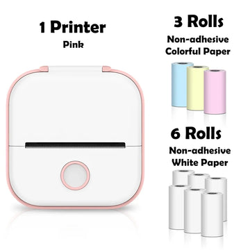 T02 Portable Mini Printer Thermal Pocket Printer Self-Adhesive Stickers Use for Diy,Journal Impresora Termica Portatil