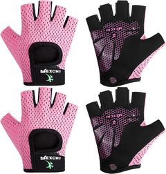 2 pares de guantes de entrenamiento para mujer, guantes de levantamiento de pesas ajustables, guantes de entrenamiento para ejercicio en el gimnasio, guantes de entrenamiento transpirables para hombres y mujeres, fitness, ciclismo, dominadas, ciclismo