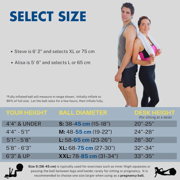 Exercise Ball - Multiple Sizes Gym Grade Balance Ball for Fitness, Yoga, Workout, Pregnancy & Physical Therapy